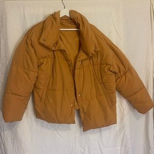 Free People Puffer Jacket in Mustard Yellow